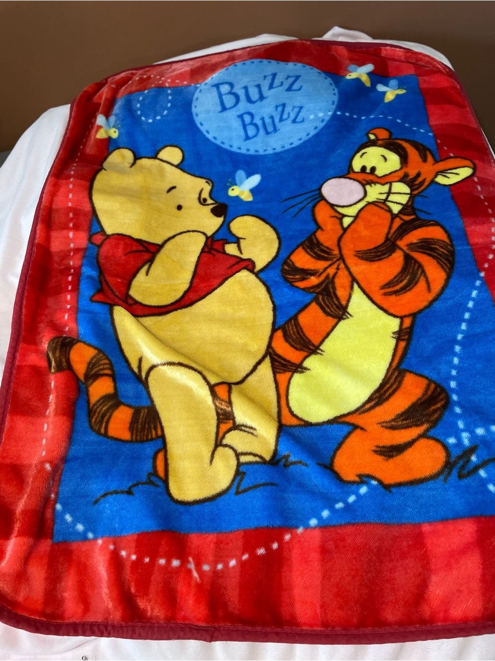 Disney Winnie the Pooh & Tigger Plush Pajama Blanket - Red, Blue, Yellow, Orange